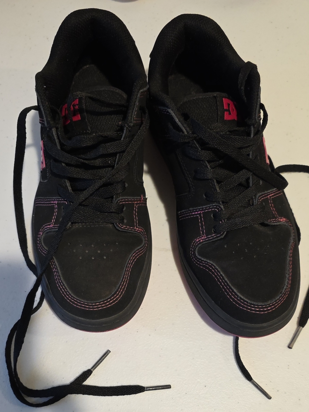 DC Women's Black Skate Sneakers with Pink Accents